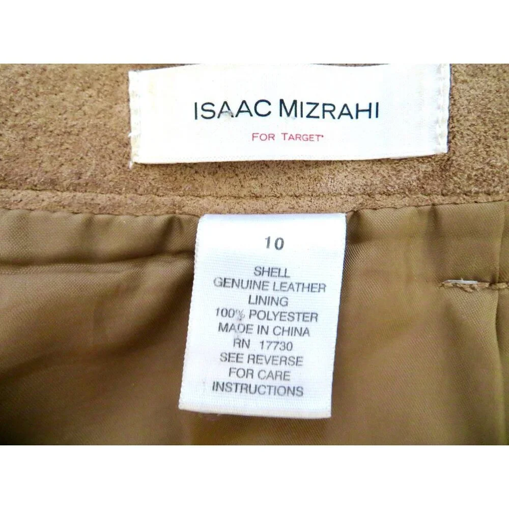 NEW! Isaac Mizrahi For Target 100% Suede Leather Skirt Camel Tan Brown SZ 10 - Picture 6 of 6